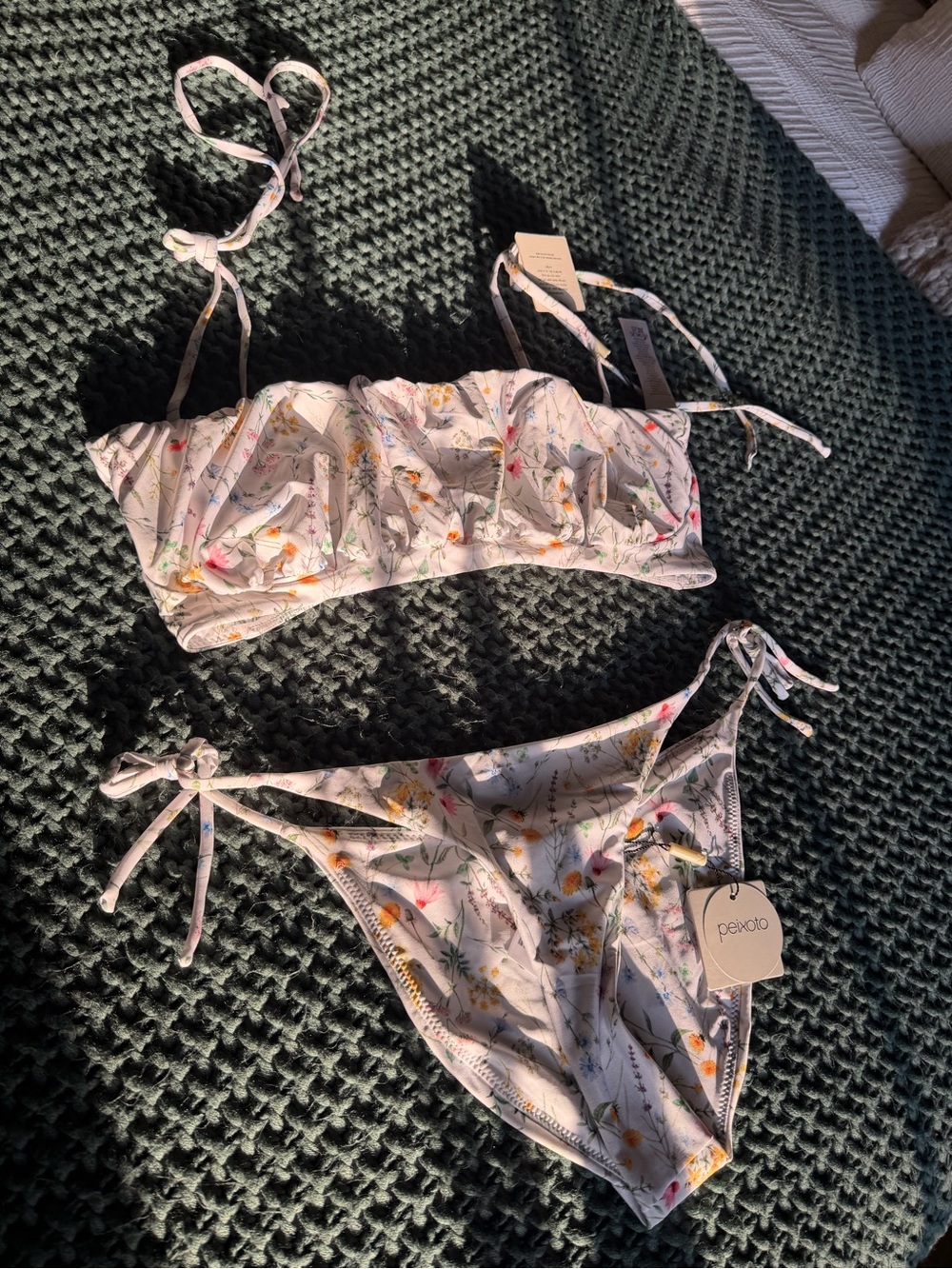 Peixoto White Bikini Set with Pastel Floral Print